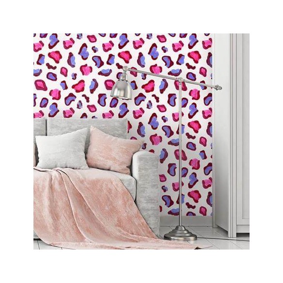 Papel de Parede Adesivo Onça Rosa e Roxo 212708770