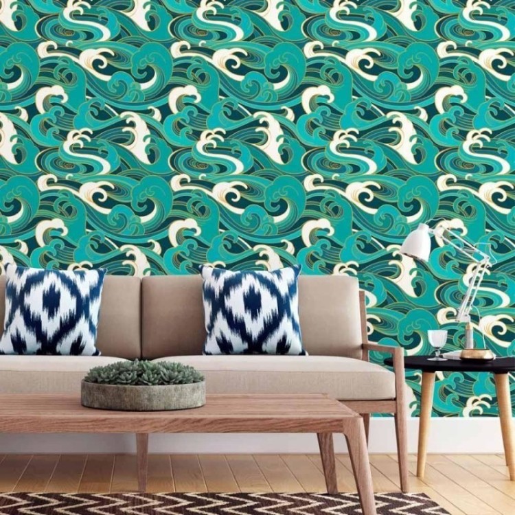 Papel de Parede Adesivo Ondas Oriental N015173
