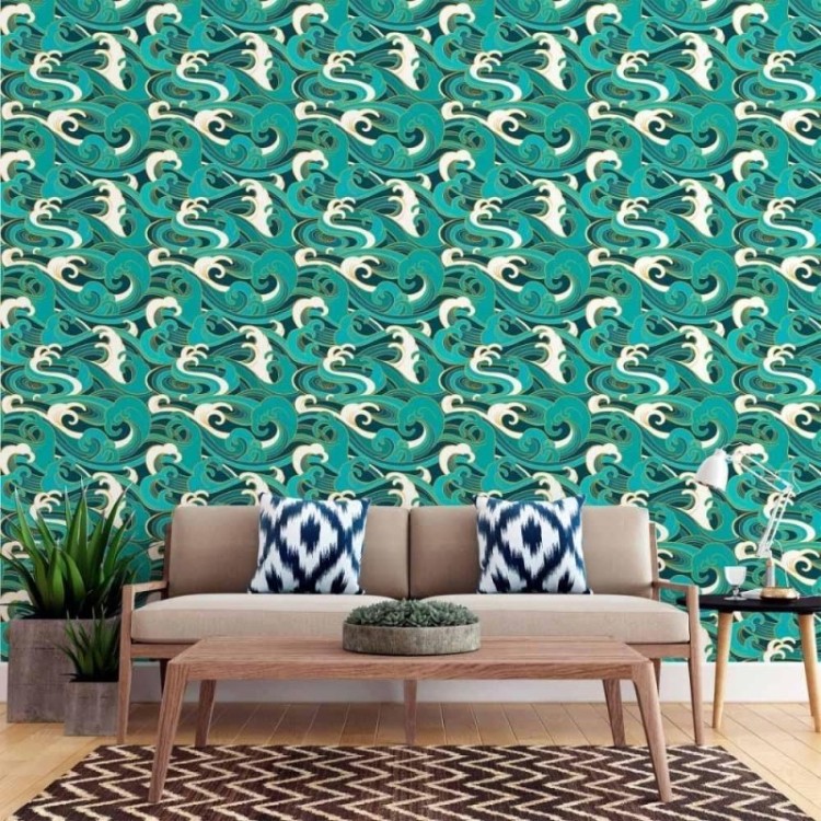 Papel de Parede Adesivo Ondas Oriental N015173