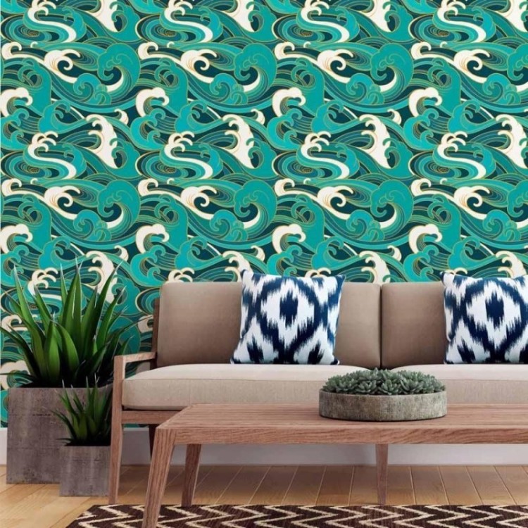 Papel de Parede Adesivo Ondas Oriental N015173