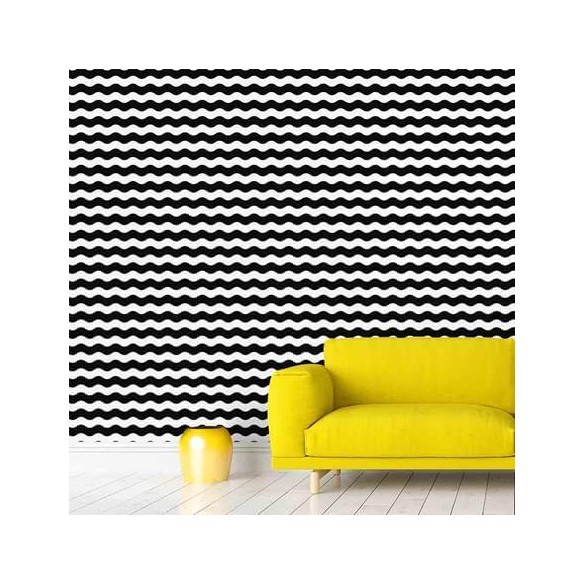 Papel de Parede Adesivo Ondas Preto e Branco 3923000