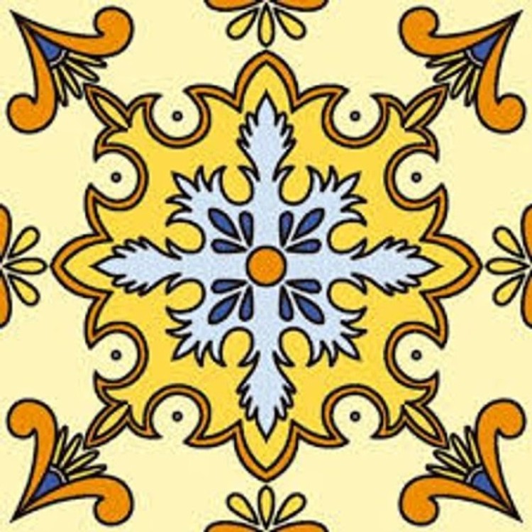 Papel de Parede Adesivo Ornamental Amarelo...