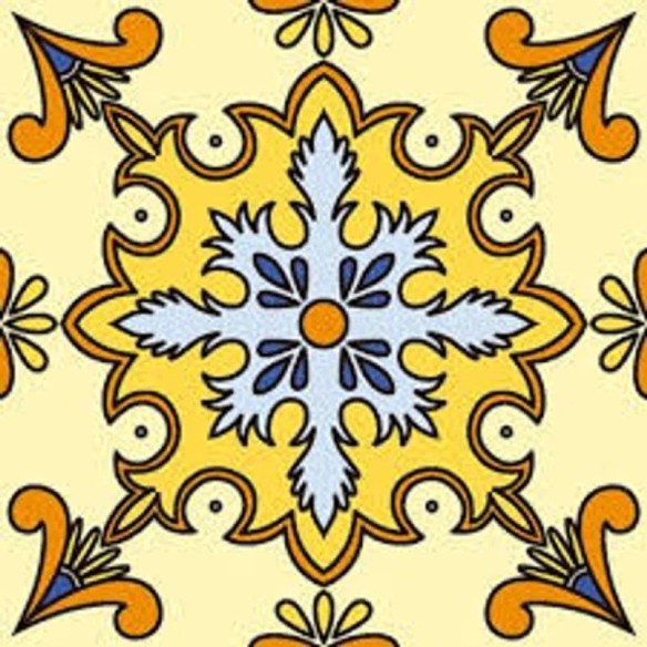Papel de Parede Adesivo Ornamental Amarelo 861248339