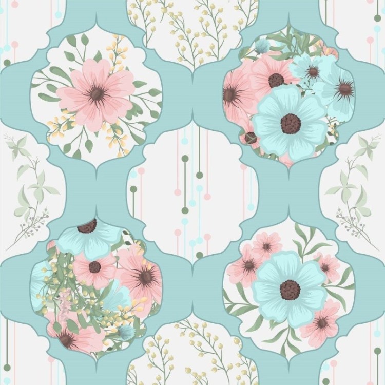 Papel de Parede Adesivo Ornamental Flores N014015