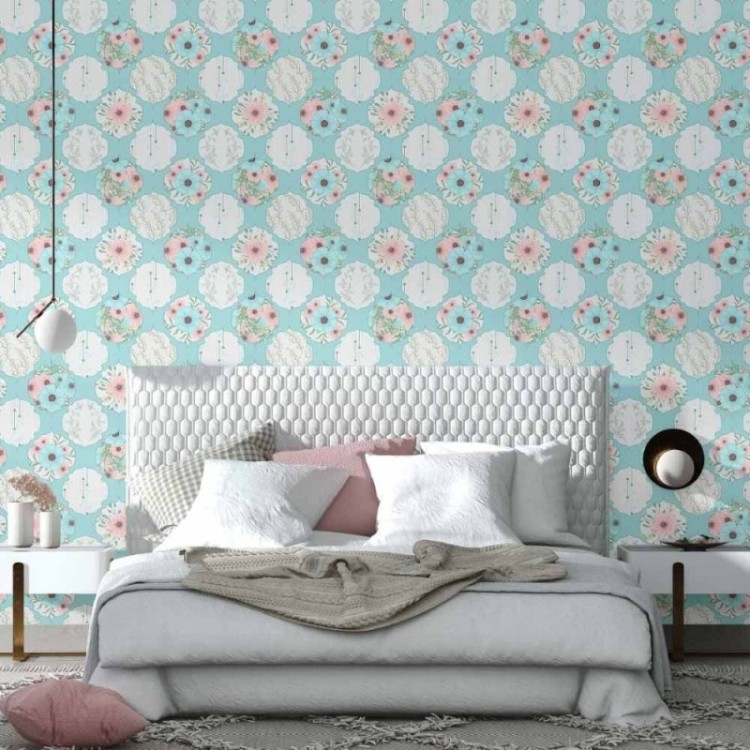 Papel de Parede Adesivo Ornamental Flores N014015