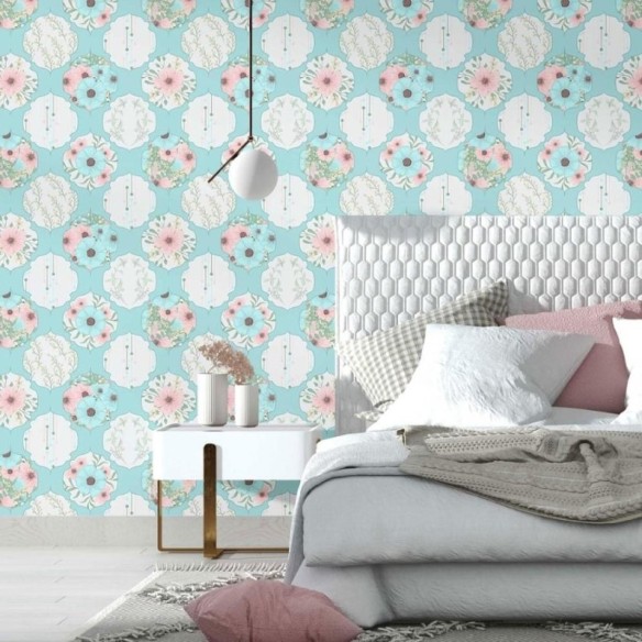 Papel de Parede Adesivo Ornamental Flores N014015