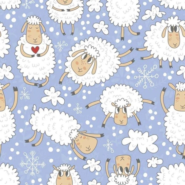 Papel de Parede Adesivo Ovelhas Azul 215709004