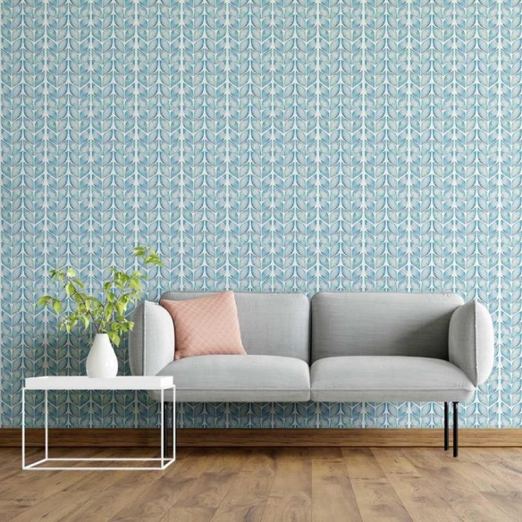 Papel de Parede Adesivo Padrão Folhas Aquareladas N05245