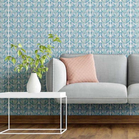 Papel de Parede Adesivo Padrão Folhas Aquareladas N05245