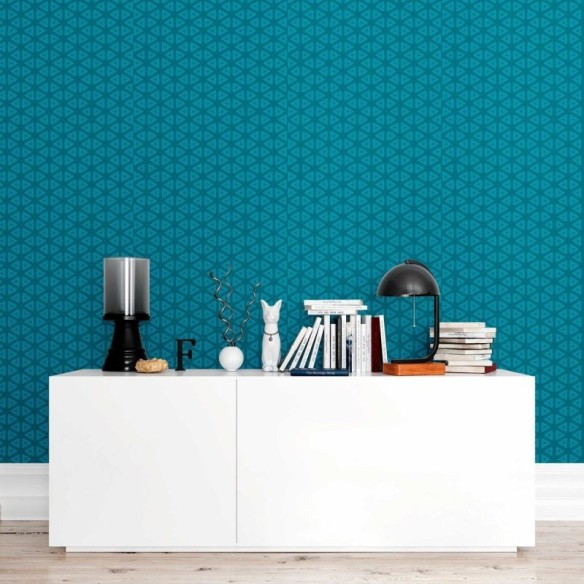 Papel de Parede Adesivo Padrão Geométrico Azul N09031