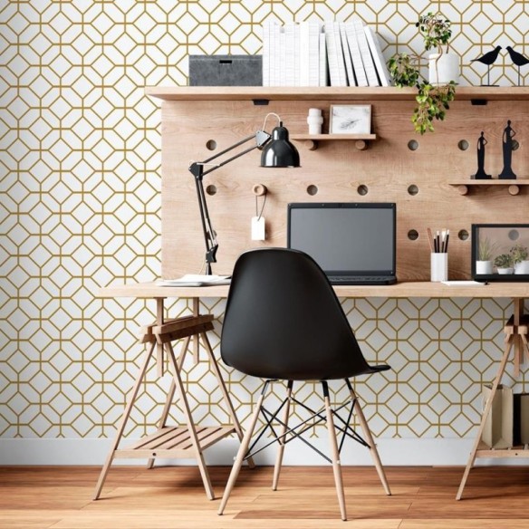 Papel de Parede Adesivo Padrão Geométrico e Branco N06119