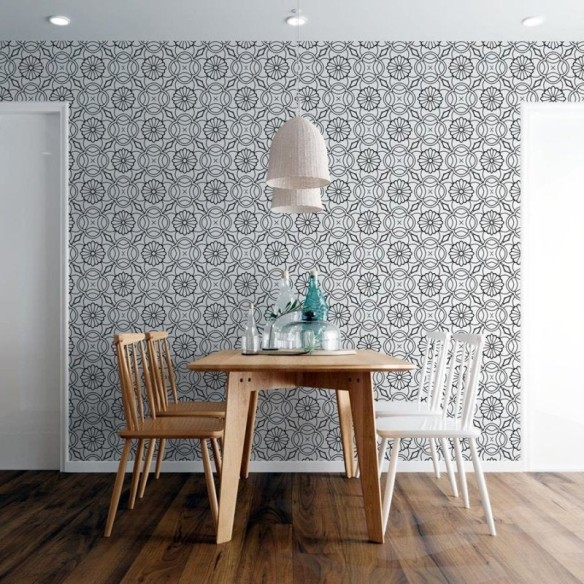 Papel de Parede Adesivo Padrão Geométrico Flores N06120