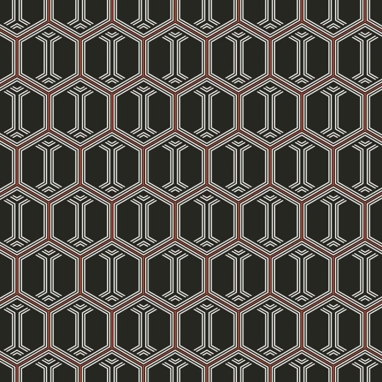 Papel de Parede Adesivo Padrão Geométrico Preto...