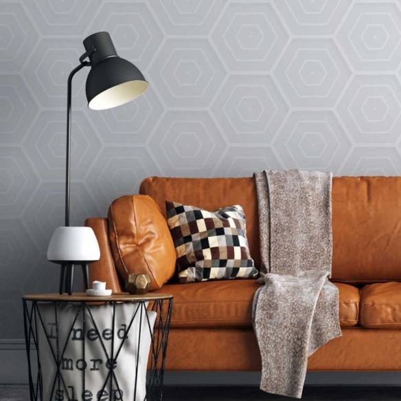 Papel de Parede Adesivo Padrão Hexágono Off White N05127