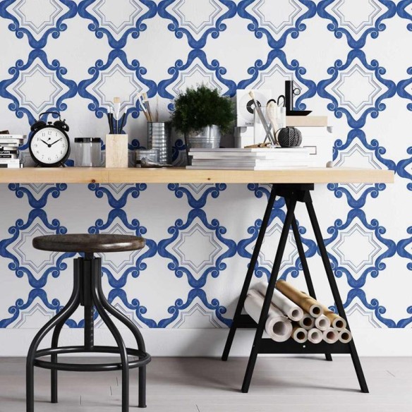 Papel de Parede Adesivo Padrão Português Vintage N05214