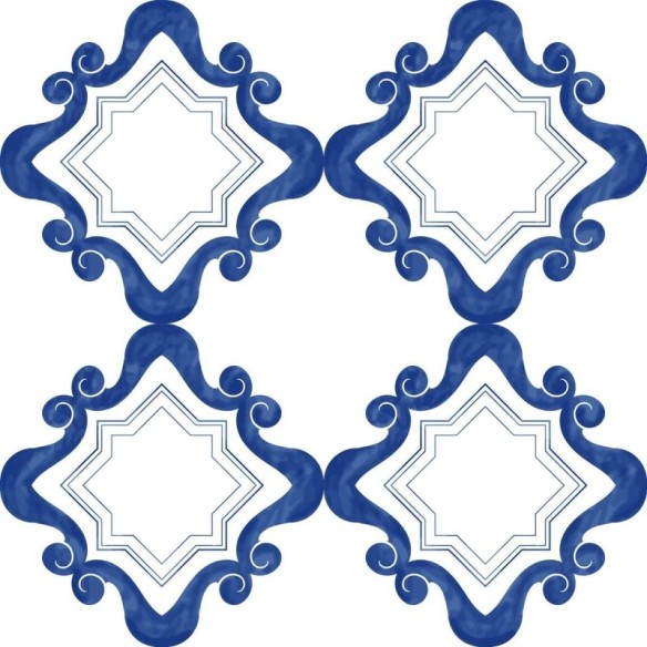 Papel de Parede Adesivo Padrão Português Vintage N05214