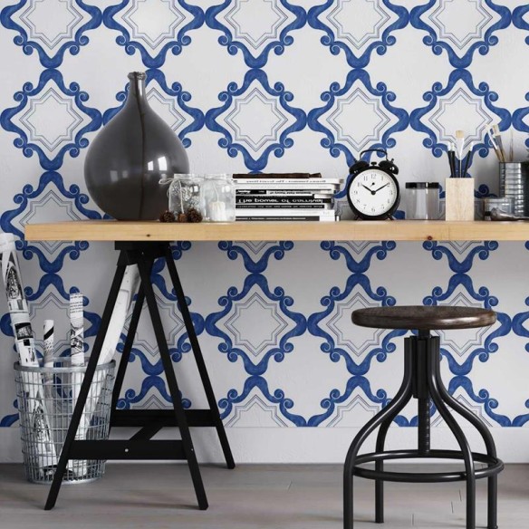 Papel de Parede Adesivo Padrão Português Vintage N05214