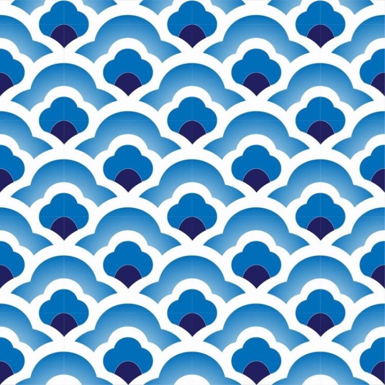Papel de Parede Adesivo Padrão Retrô Azul N04095