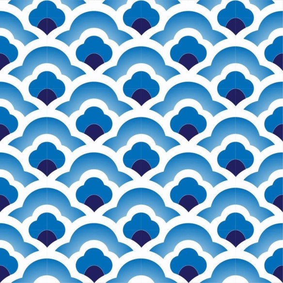 Papel de Parede Adesivo Padrão Retrô Azul N04095
