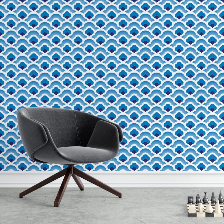 Papel de Parede Adesivo Padrão Retrô Azul N04095