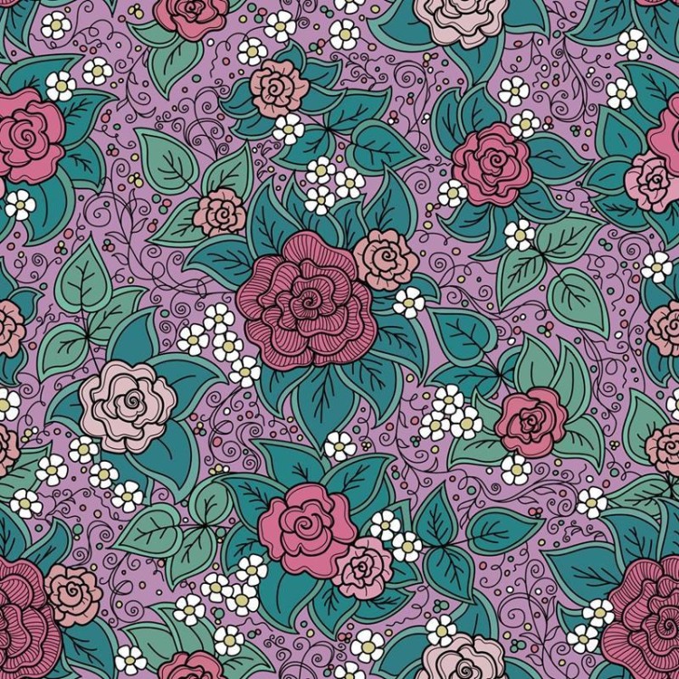 Papel de Parede Adesivo Padrão Rosas Artístico...