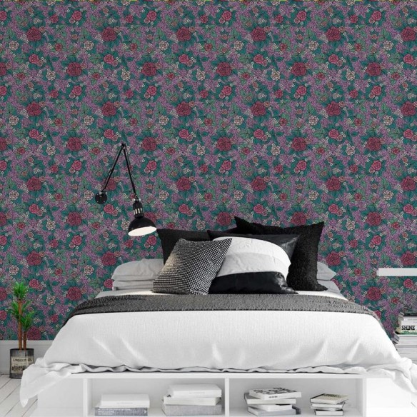 Papel de Parede Adesivo Padrão Rosas Artístico N05125