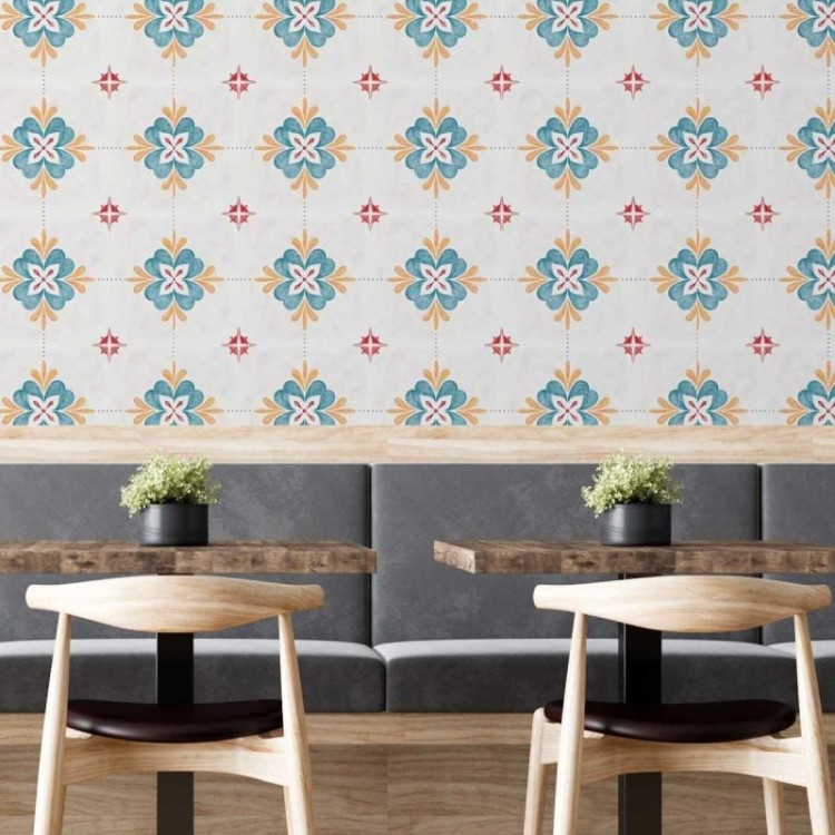 Papel de Parede Adesivo Padrão Vintage Pinra à...