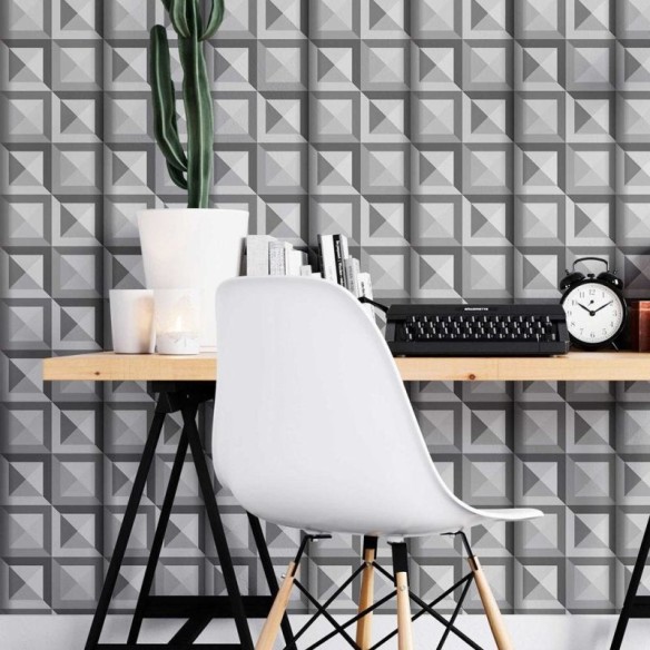 Papel de Parede Adesivo Padrões cinzas N08226