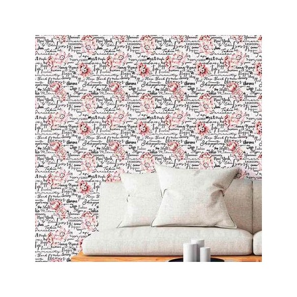 Papel de Parede Adesivo palavras flor rosa 384751909
