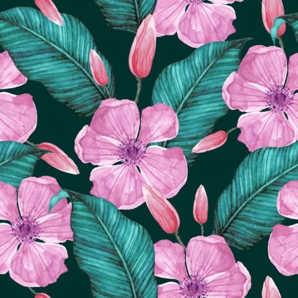 Papel de Parede Adesivo Papulas Tropicais Rosa N06046