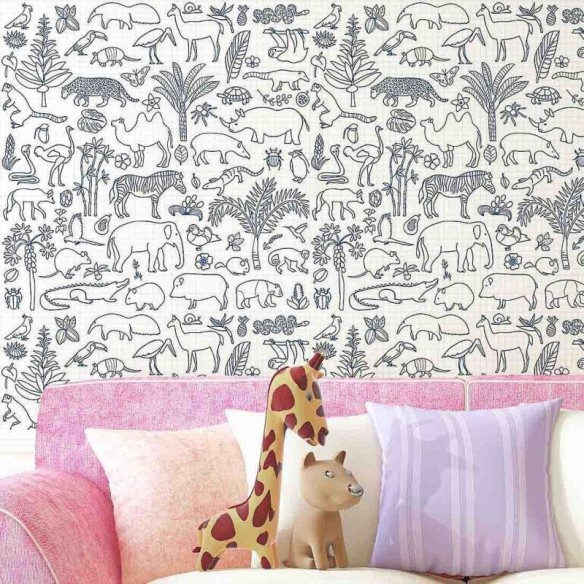 Papel de Parede Adesivo Para Colorir  Animais 461501518