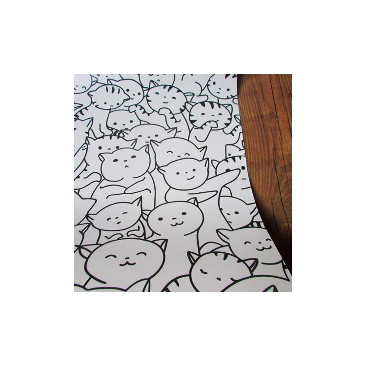 Papel de Parede Adesivo Para Colorir  Gatinhos...