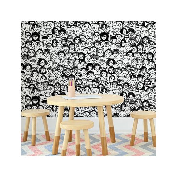 Papel de Parede Adesivo Para Colorir  Rostos 329709437
