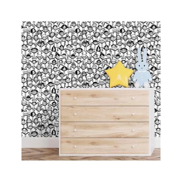 Papel de Parede Adesivo Para Colorir  Rostos 331241876
