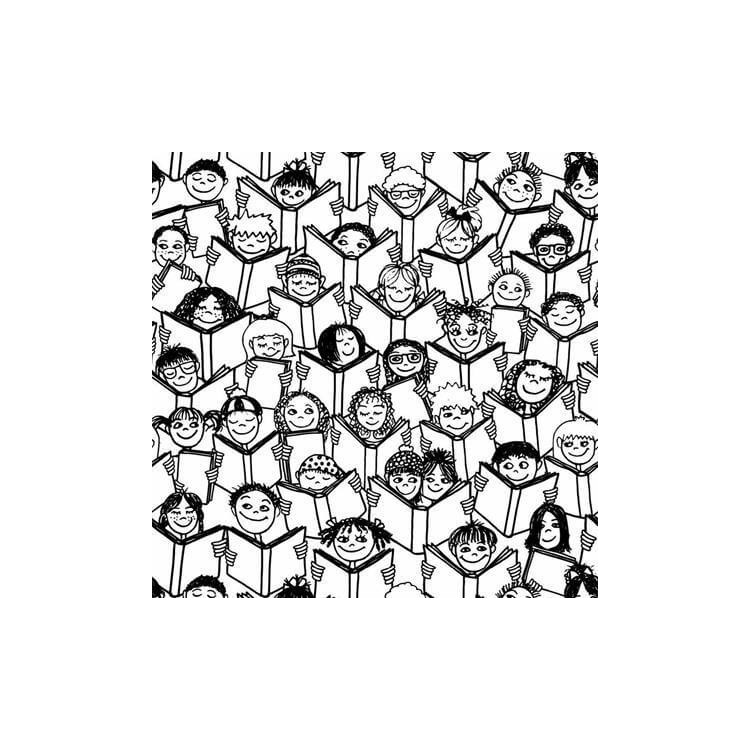 Papel de Parede Adesivo Para Colorir  Rostos...