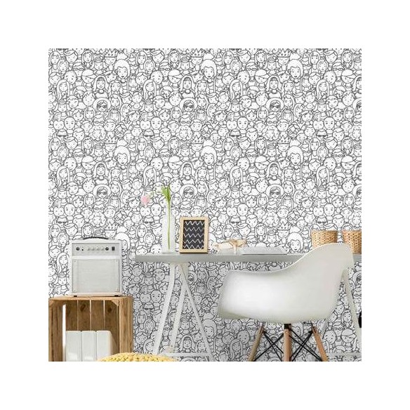 Papel de Parede Adesivo Para Colorir  Rostos 350523113