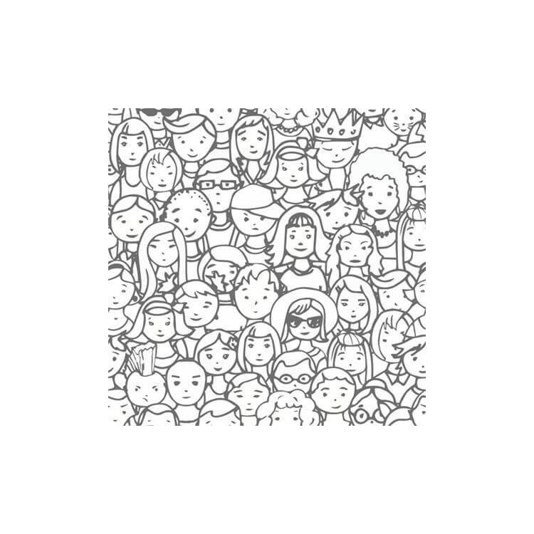 Papel de Parede Adesivo Para Colorir  Rostos...