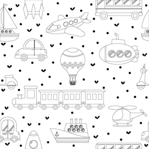 Papel de Parede Adesivo para Colorir Carro Avião 4854643