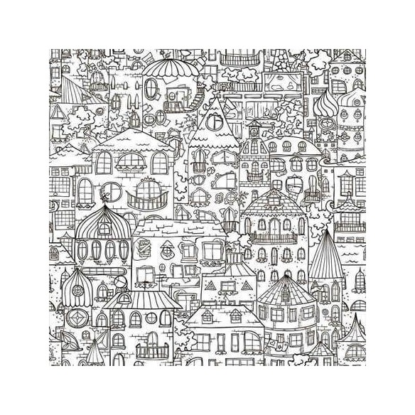 Papel de Parede Adesivo para Colorir Casa Cidade 285467783