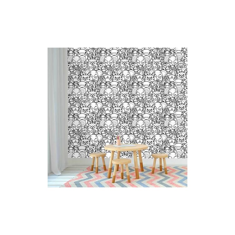 Papel de Parede Adesivo Para Colorir Safári...