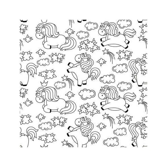 Papel De Parede Adesivo Para Colorir Unicórnio Kids 3000
