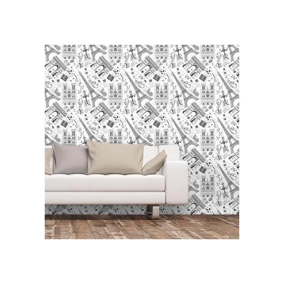 Papel de Parede Adesivo Paris Preto e Branco 170978