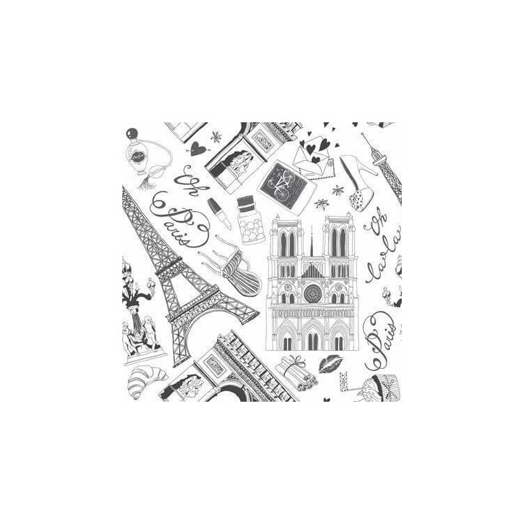 Papel de Parede Adesivo Paris Preto e Branco...