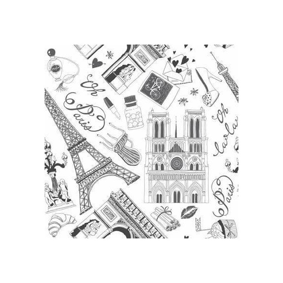 Papel de Parede Adesivo Paris Preto e Branco 170978