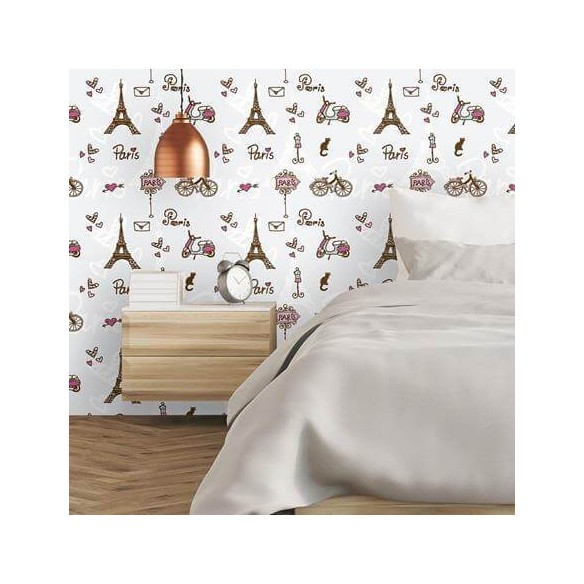 Papel de Parede Adesivo Paris Romântico Coração 175585673