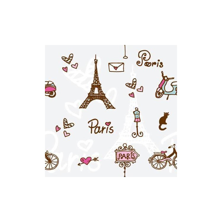 Papel de Parede Adesivo Paris Romântico Coração...