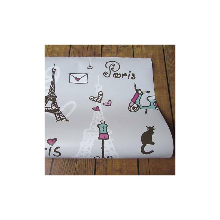 Papel de Parede Adesivo Paris Romântico Coração...