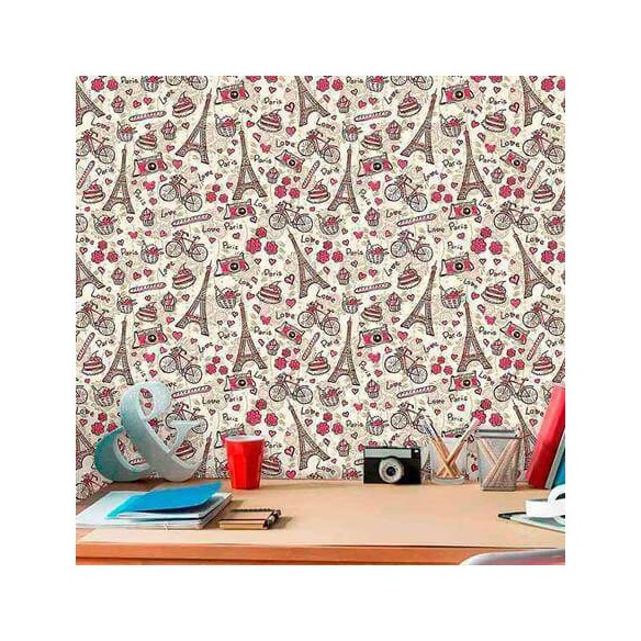 Papel de Parede Adesivo Paris Rosa 207508309
