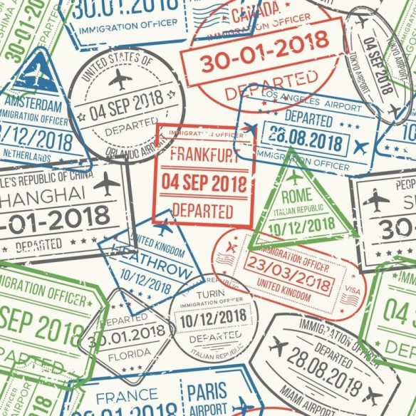 Papel de Parede Adesivo Passaporte Carimbado N03070
