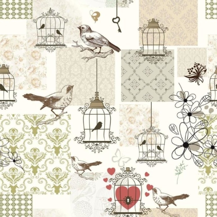 Papel de Parede Adesivo Passarinhos  N011024